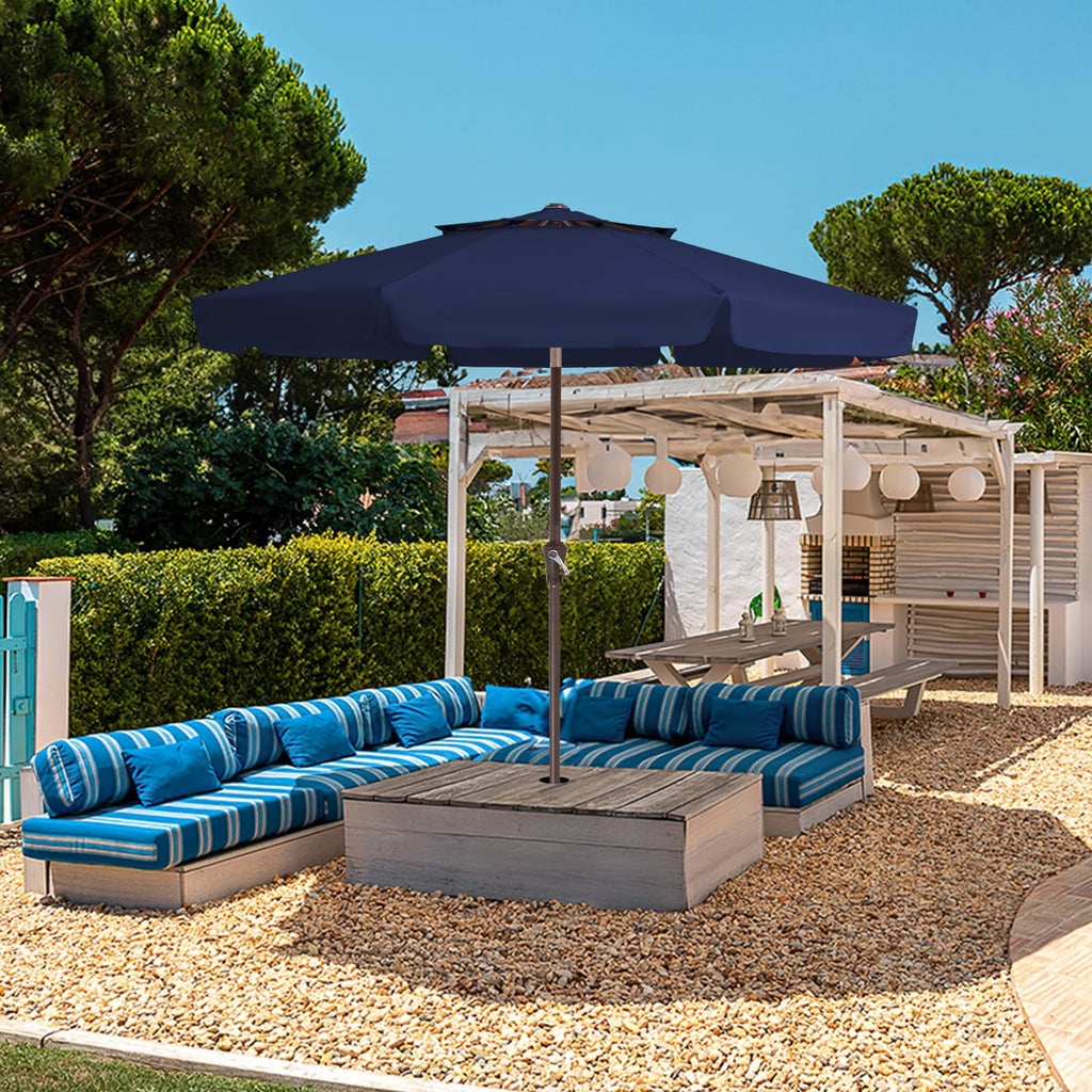 9ft 2-Tier Patio Umbrella, Crank Tilt, Navy Blue Y433605