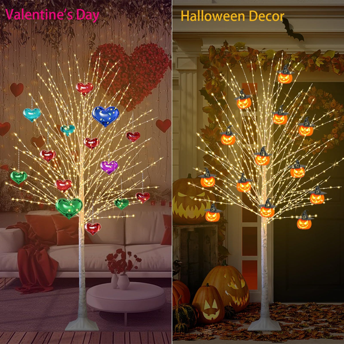 6FT Lighted Birch Tree with 880 LED Warm White Lights K122272