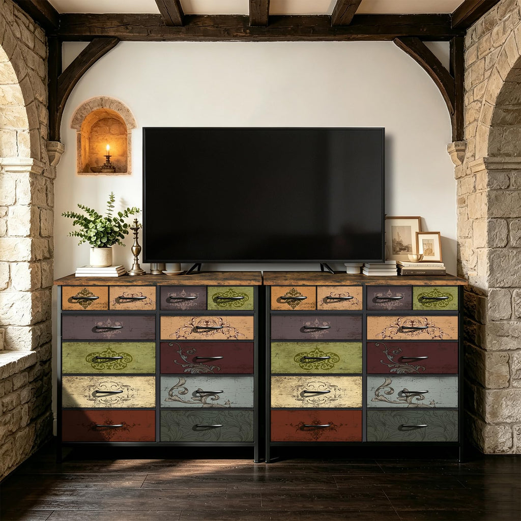 12 Drawer Fabric Dresser Y2388