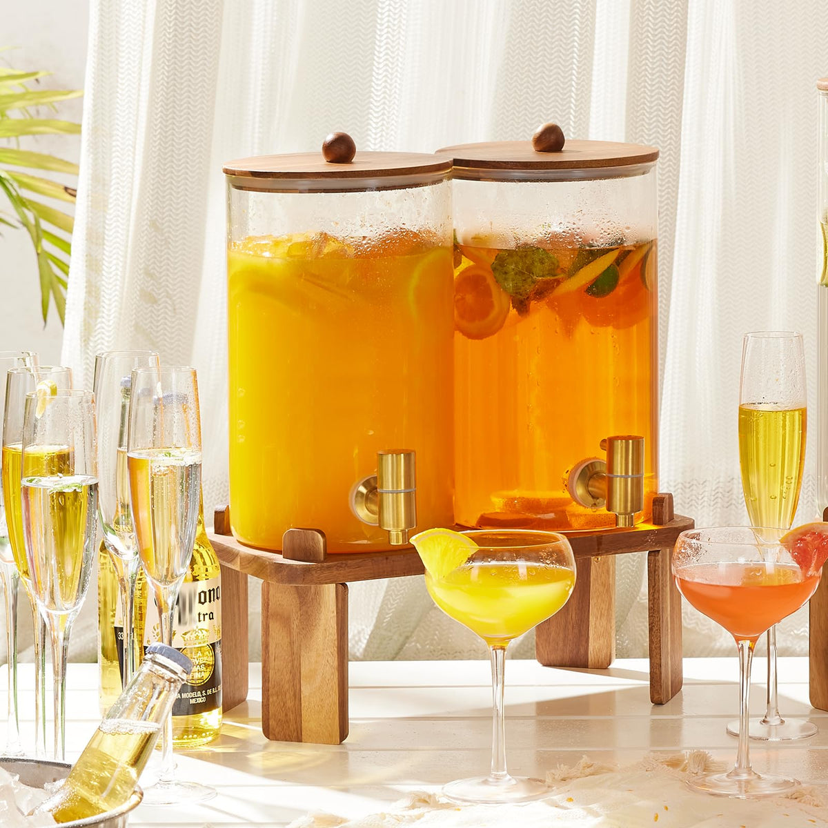 2pcs 1.2 Gallon Glass Drink Dispenser with Stand T20913