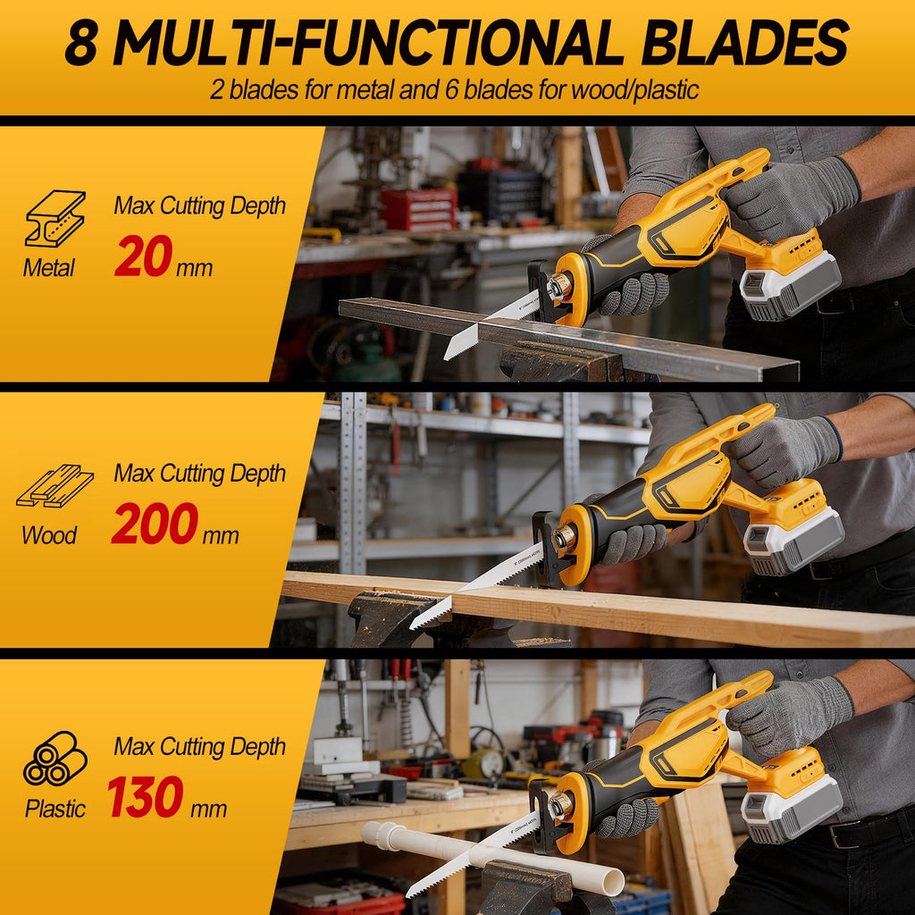 Cordless Brushless Reciprocating Saw with 8 Blades F240850