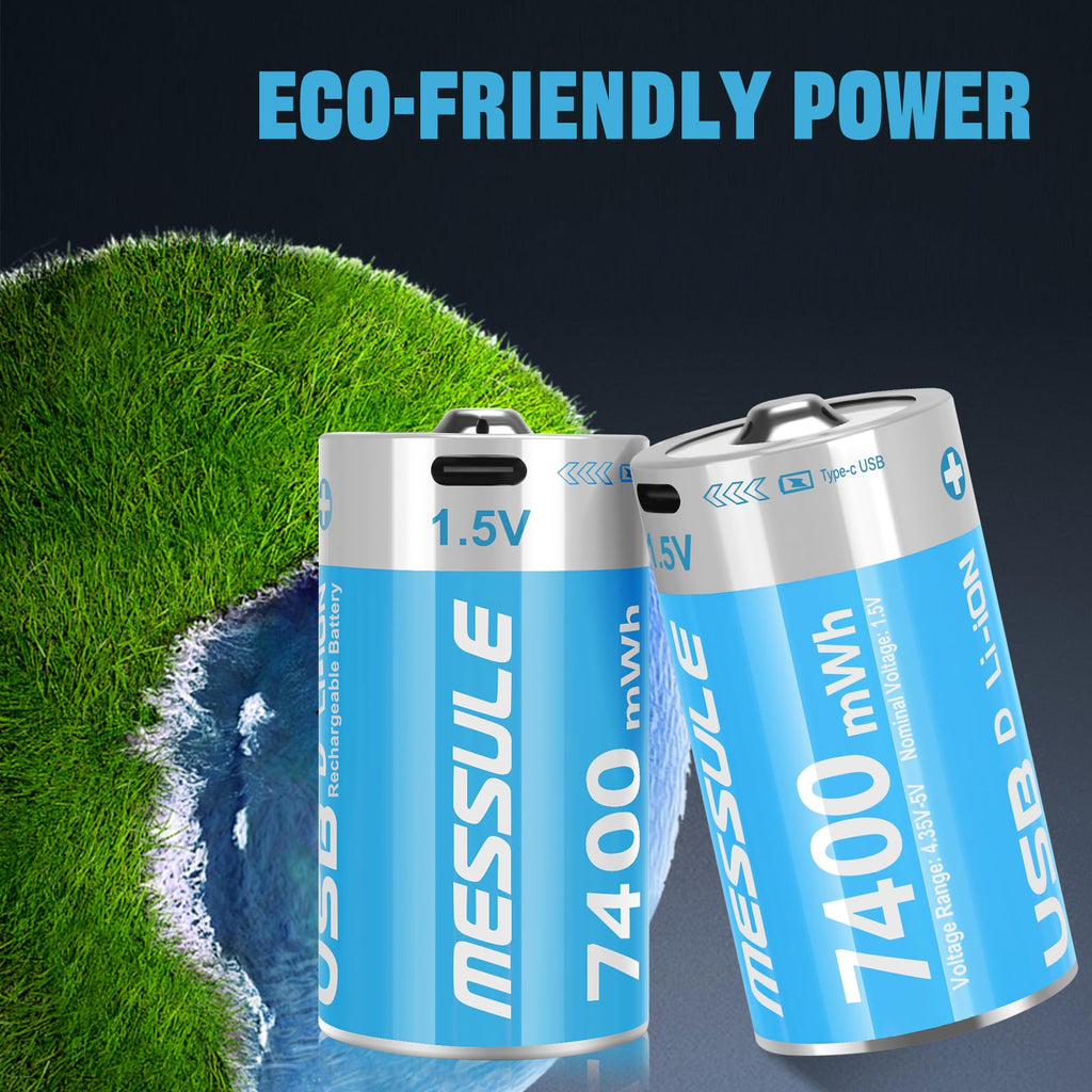 4 Pack 1.5V Rechargeable Lithium D Cell Batteries with USB-C Charge Cable Z3993