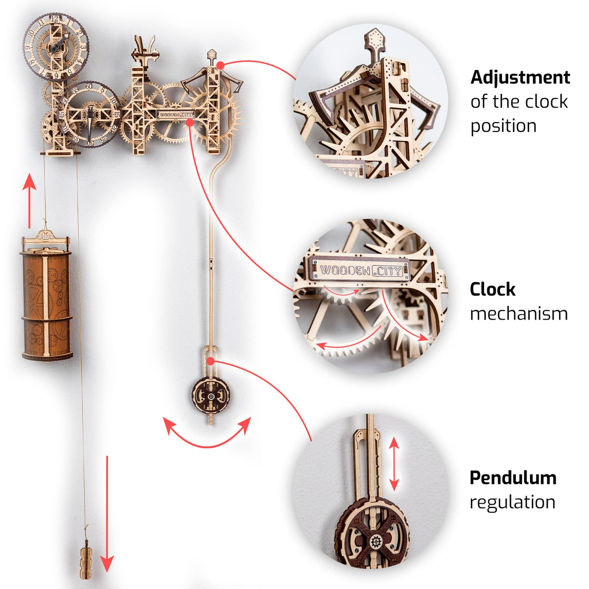 3D Wooden Clock Puzzle Building Kit with 257 Pieces N944