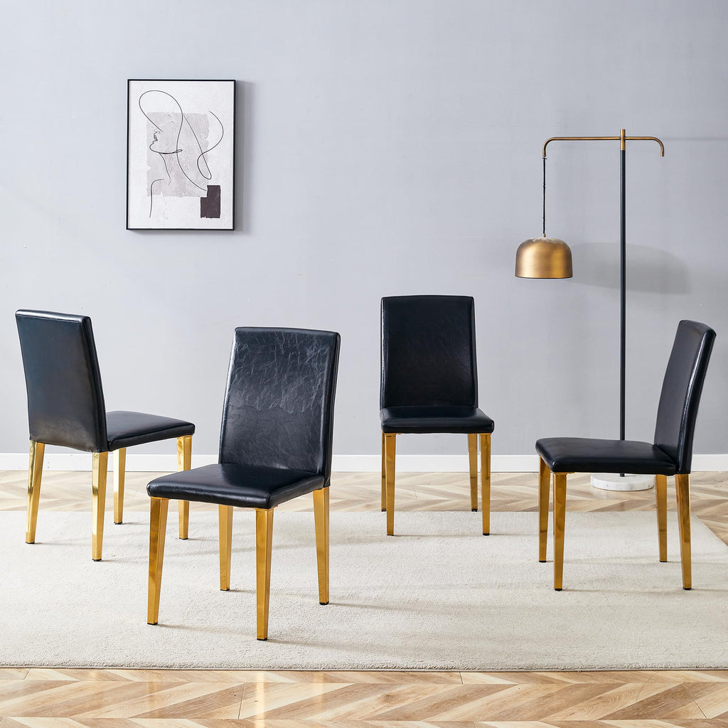 Black Gold Upholstered Dining Chairs Set of 4 P9866