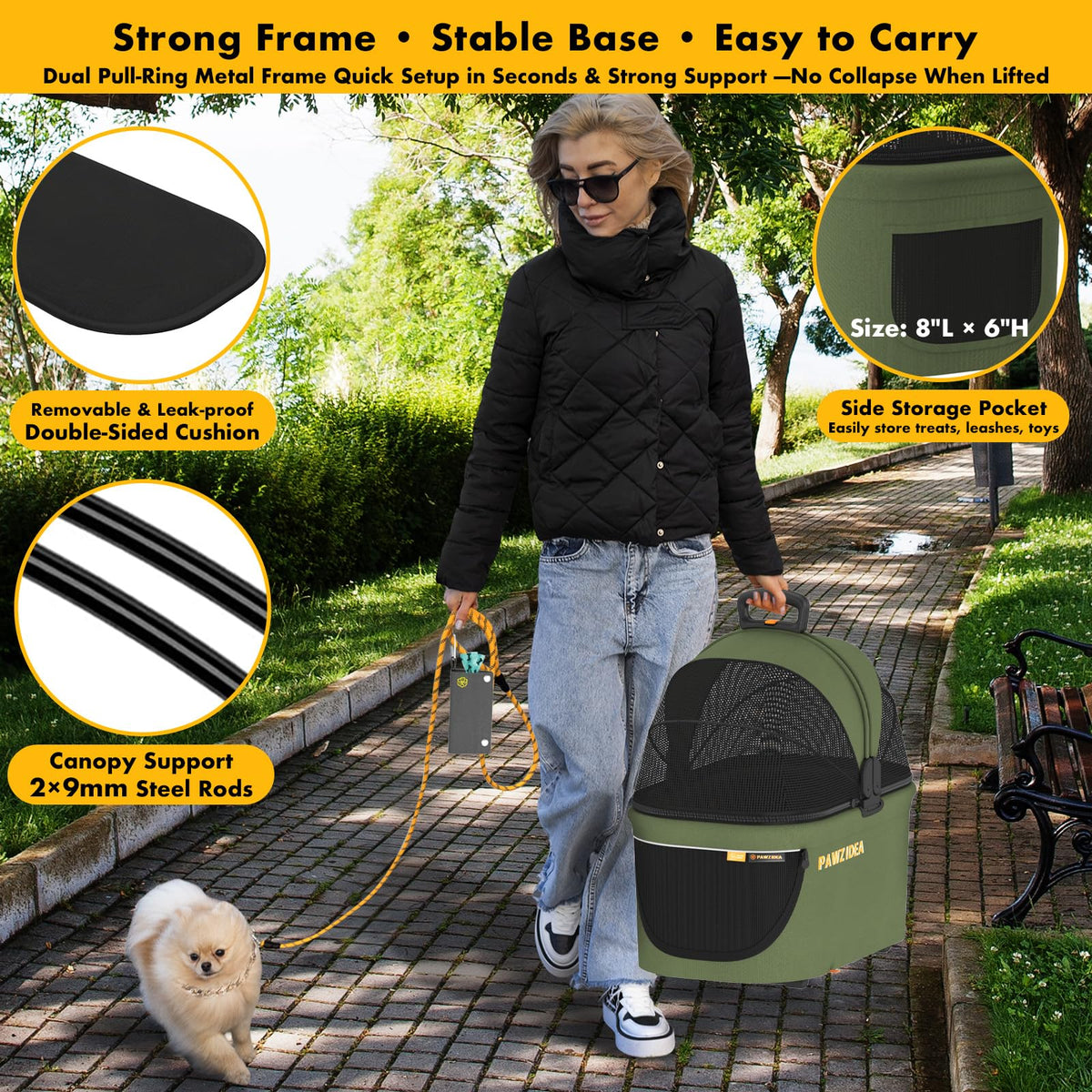 Foldable Pet Stroller with Detachable Carrier E188057