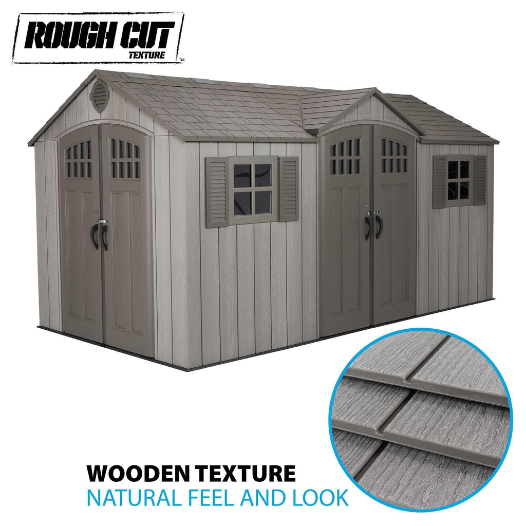 15 ft x 8 ft Gray Resin Outdoor Storage Shed P9713