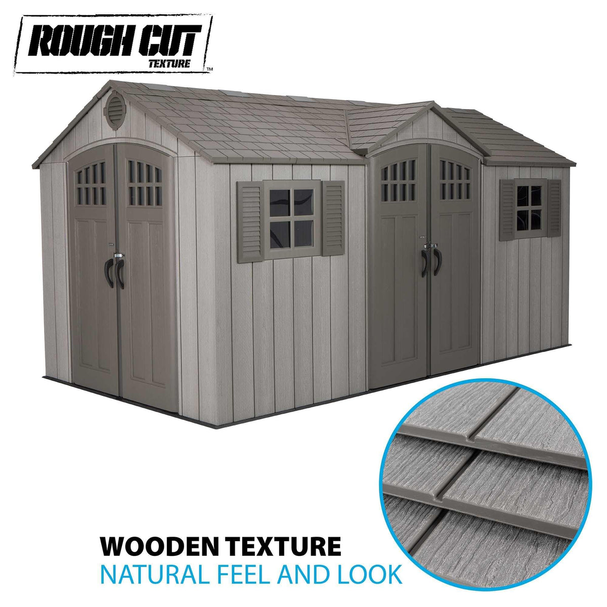 15 ft x 8 ft Gray Resin Outdoor Storage Shed P9713