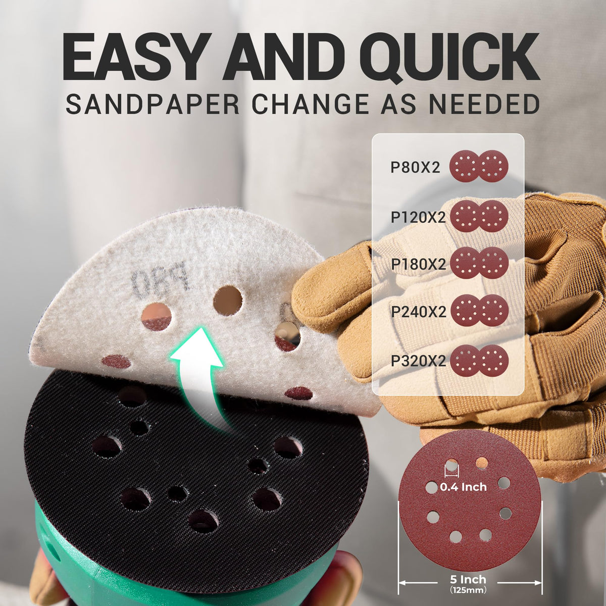 3.0 AMP Corded Random Orbital Sander 6 Speeds 5-Inch Q418967