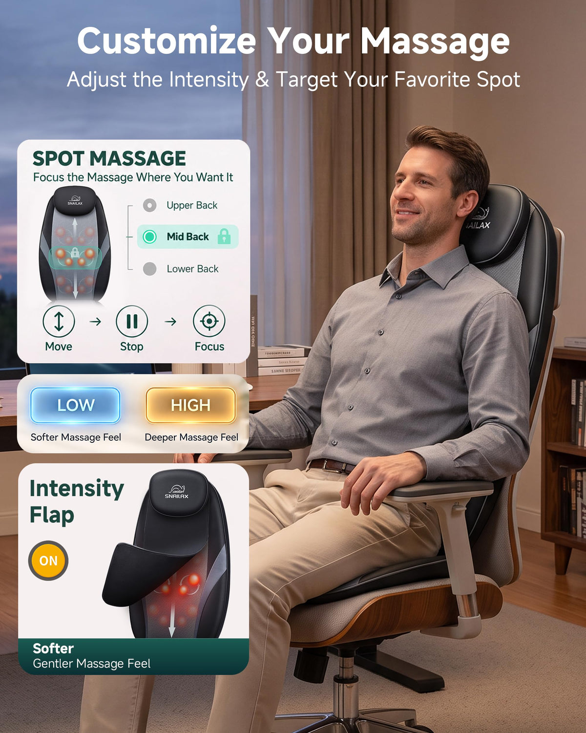 Shiatsu Back Massager with Heat V7202