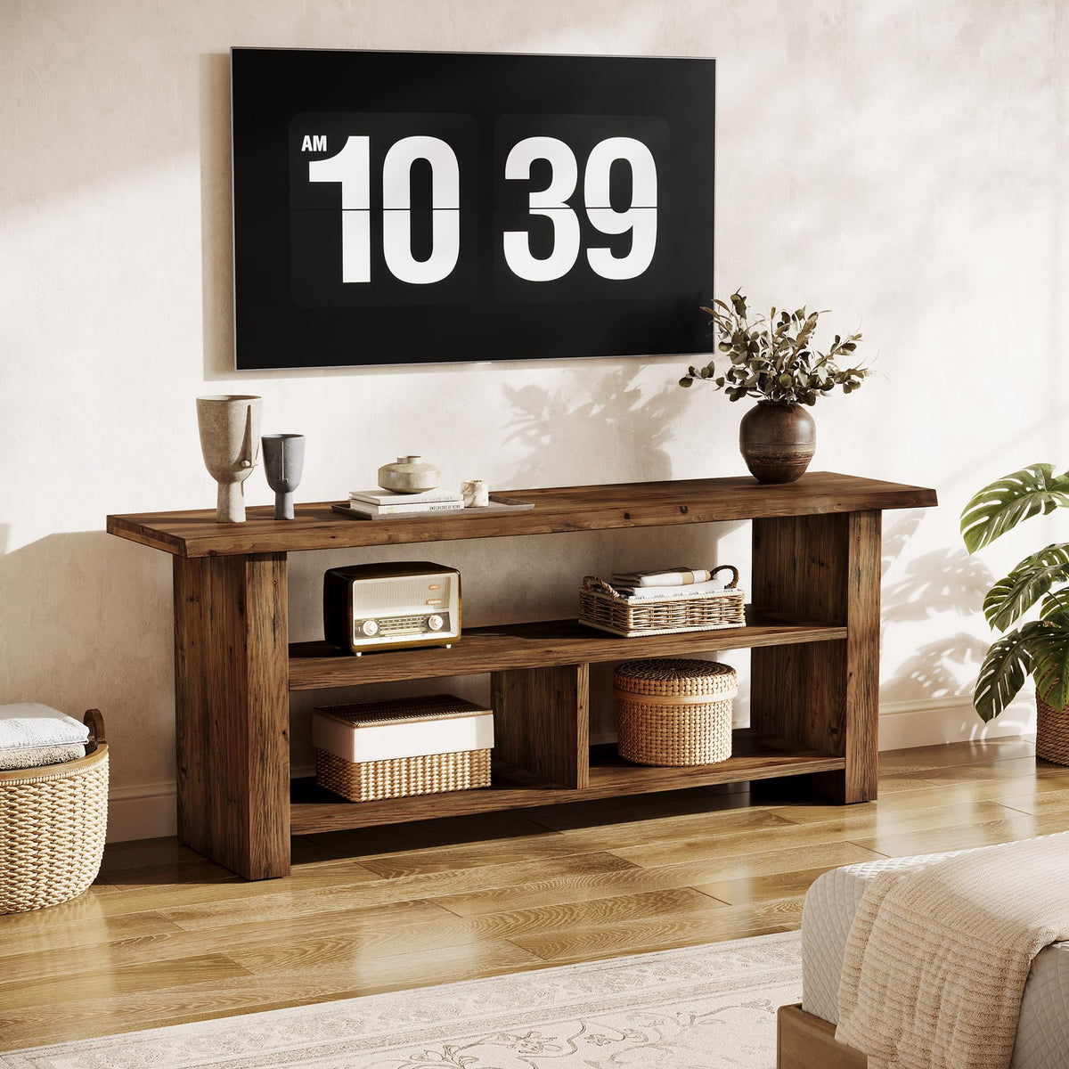 Dark Brown Solid Wood TV Stand T1288