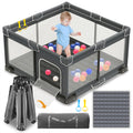 Foldable Playpen for Babies and Toddlers, 50x50 Inches Dark Gray Y294716
