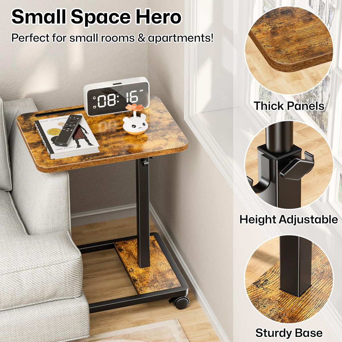 Adjustable TV Tray Table with Wheels K9395
