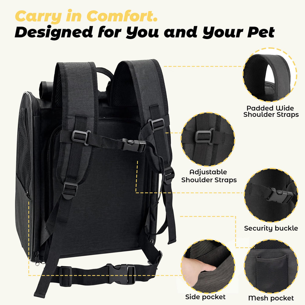 Expandable Airline Approved Cat Backpack Carrier with Breathable Mesh C255