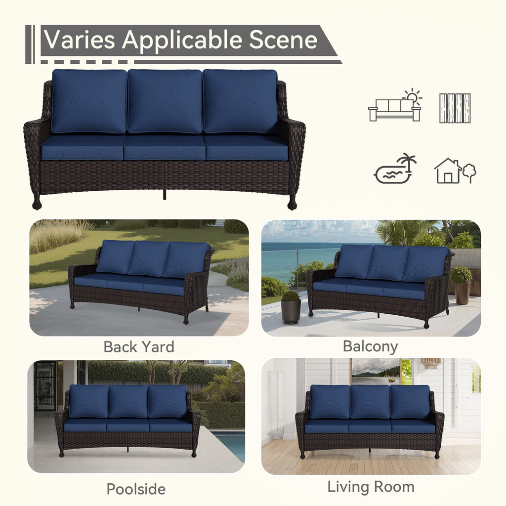 3-Seater Wicker Sofa with Removable Cushions O67004