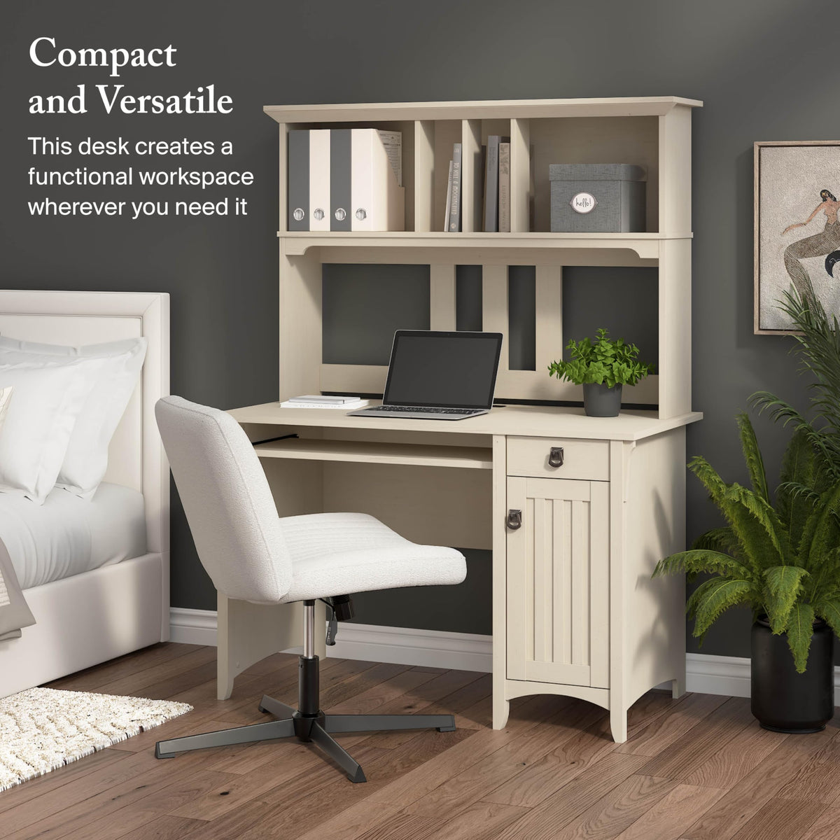 Small Computer Desk with Hutch V33001
