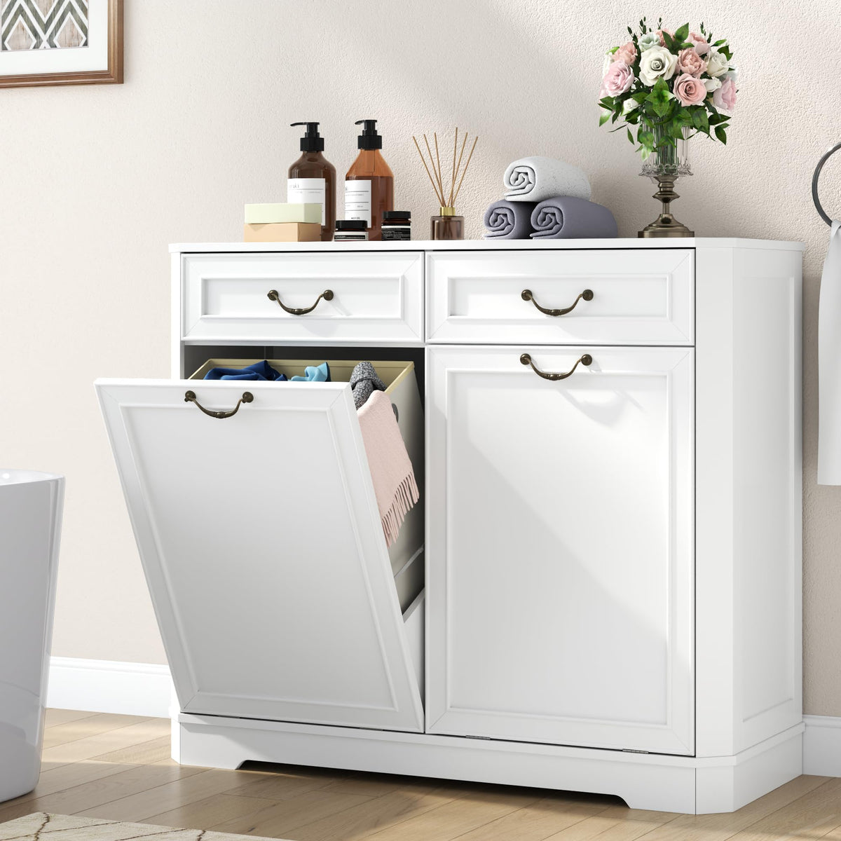Double Tilt Out Laundry Hamper Cabinet F32511