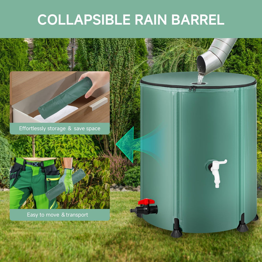 Collapsible 53 Gallon Rain Barrel with Spigots V705