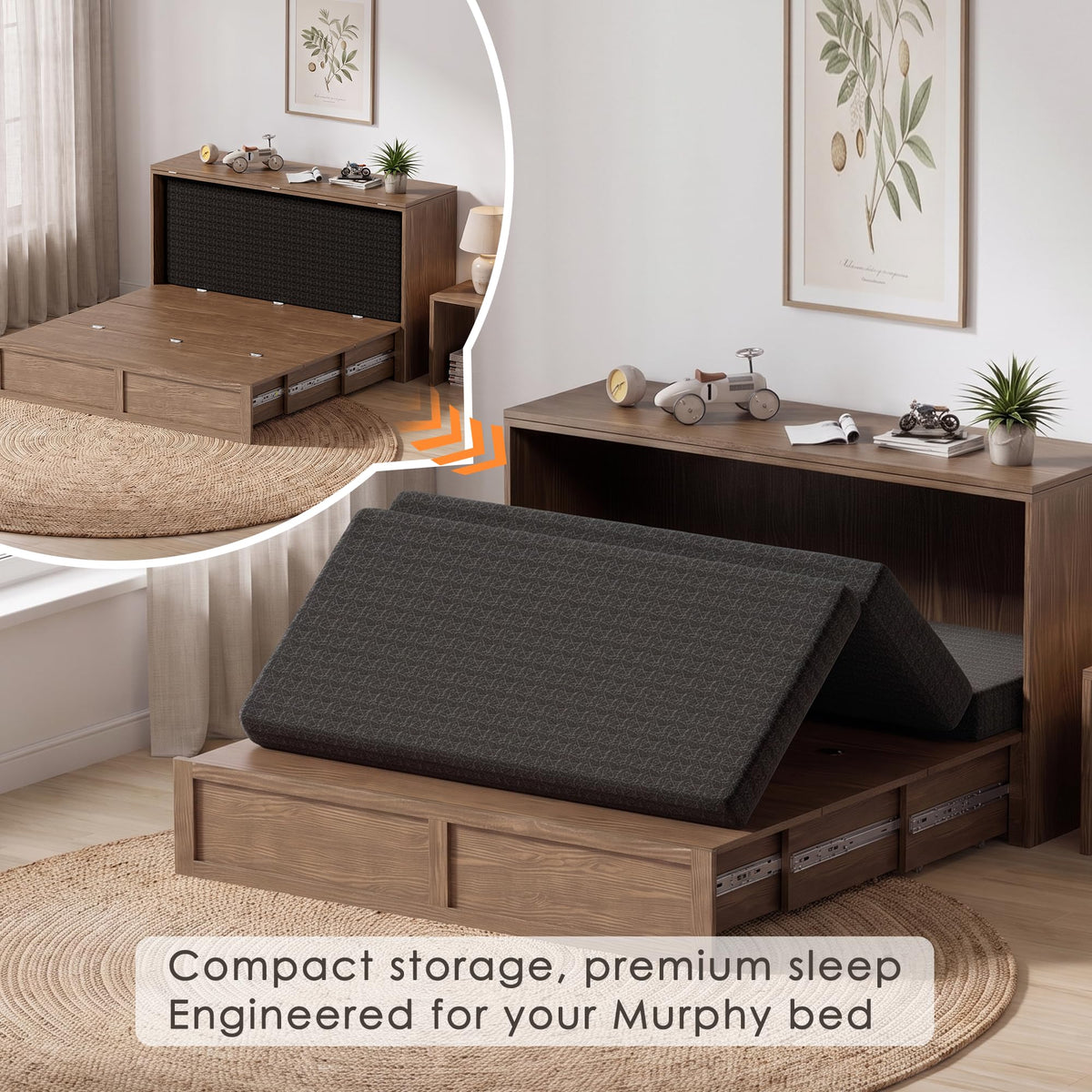 4 Inch Tri-Fold Twin Size Memory Foam Mattress with Washable Cover X197