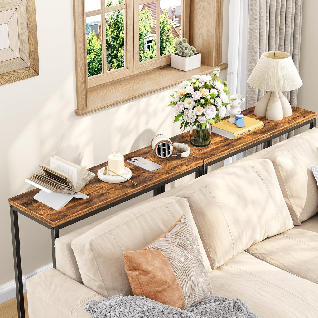 Narrow Side Table, 29.8" Console Table, Rustic Brown P8599