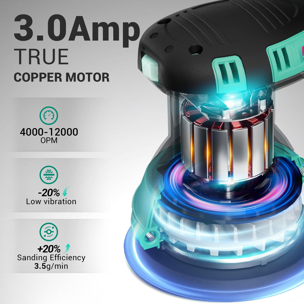 3.0 AMP Corded Random Orbital Sander 6 Speeds 5-Inch Q418967