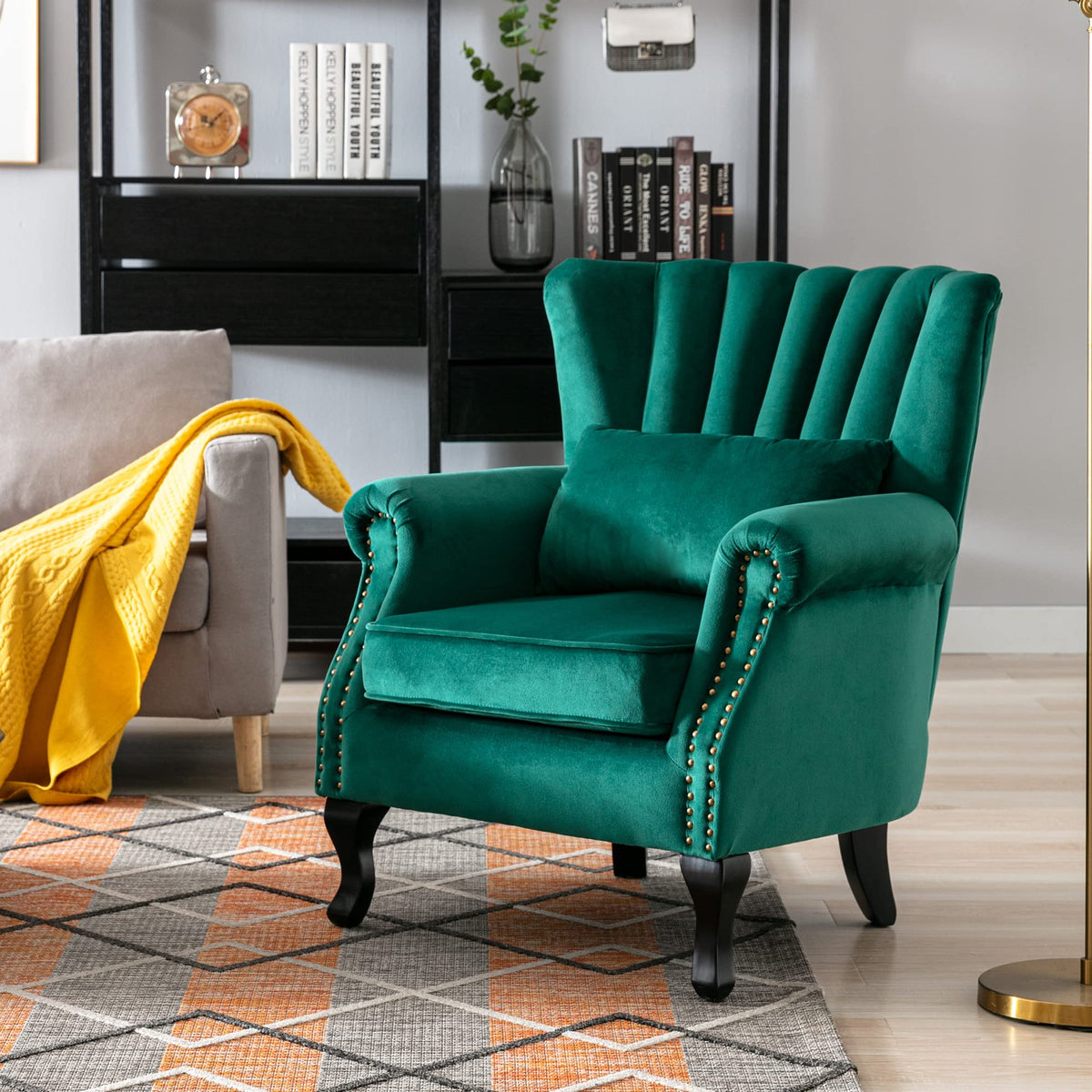 Velvet Green Accent Chairs Set of 2 Q49498