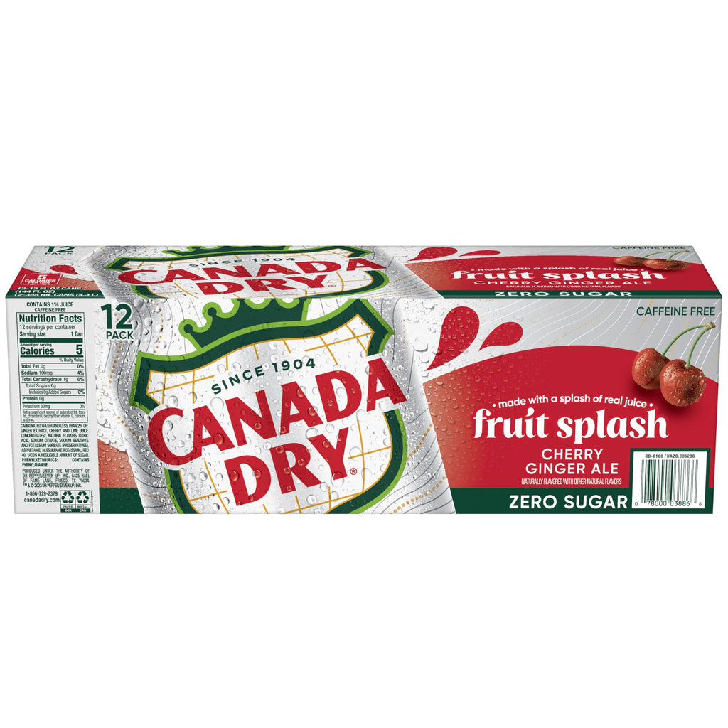 Zero Sugar Cherry Ginger Ale Soda, 12 fl. oz. Cans, 12 Pack N918020