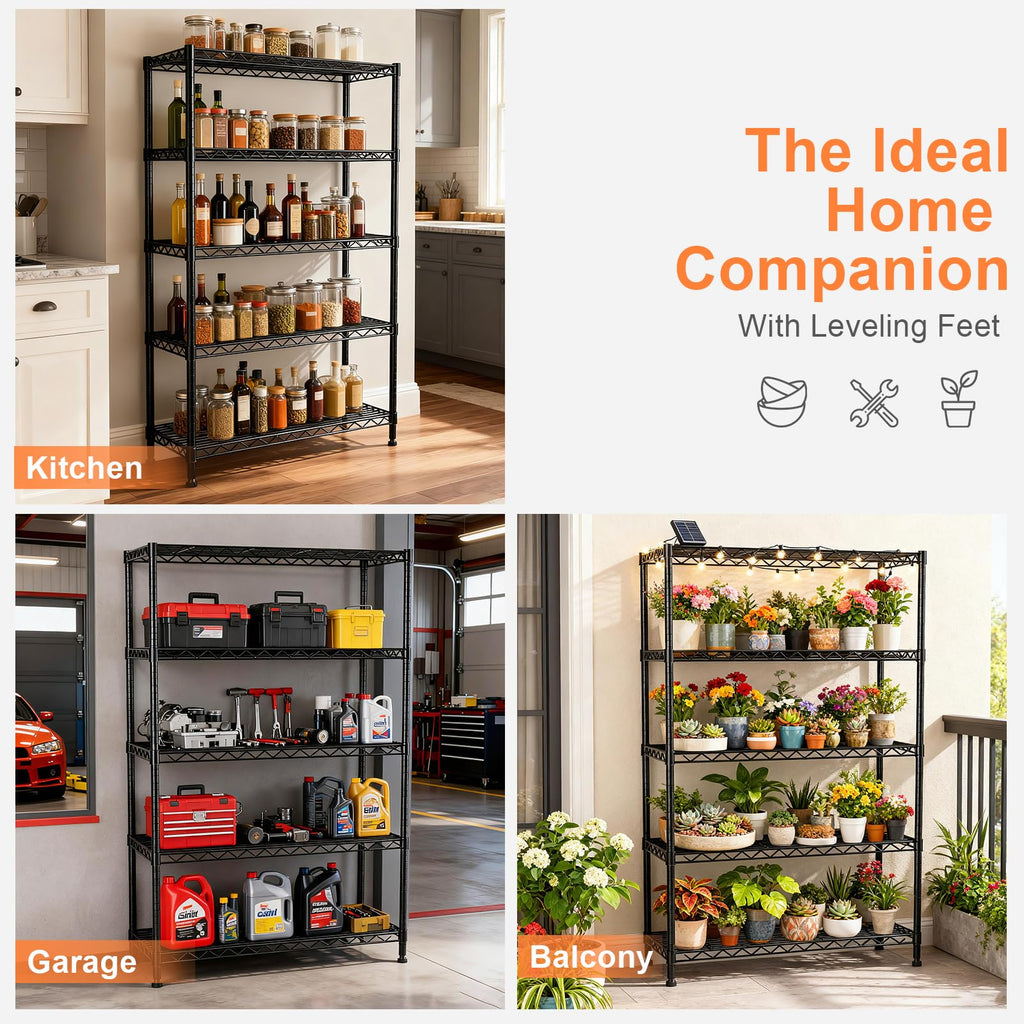 5-Tier Heavy Duty Metal Shelving Unit on Lockable Wheels K66119