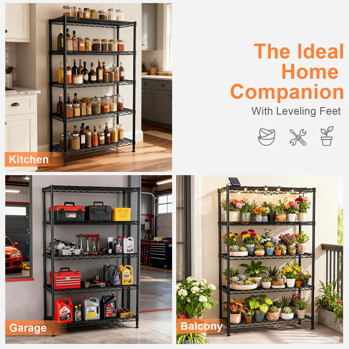 5-Tier Heavy Duty Metal Shelving Unit on Lockable Wheels K66119
