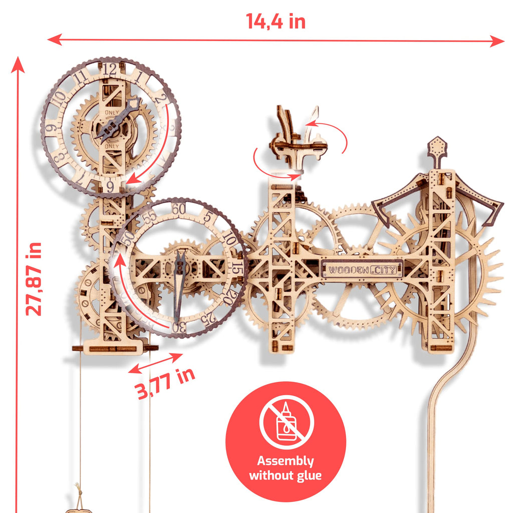 3D Wooden Clock Puzzle Building Kit with 257 Pieces N944