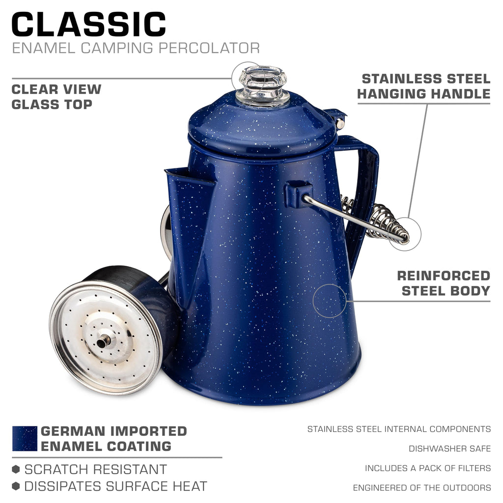 Blue Enamel 12 Cup Percolator Coffee Pot P5338
