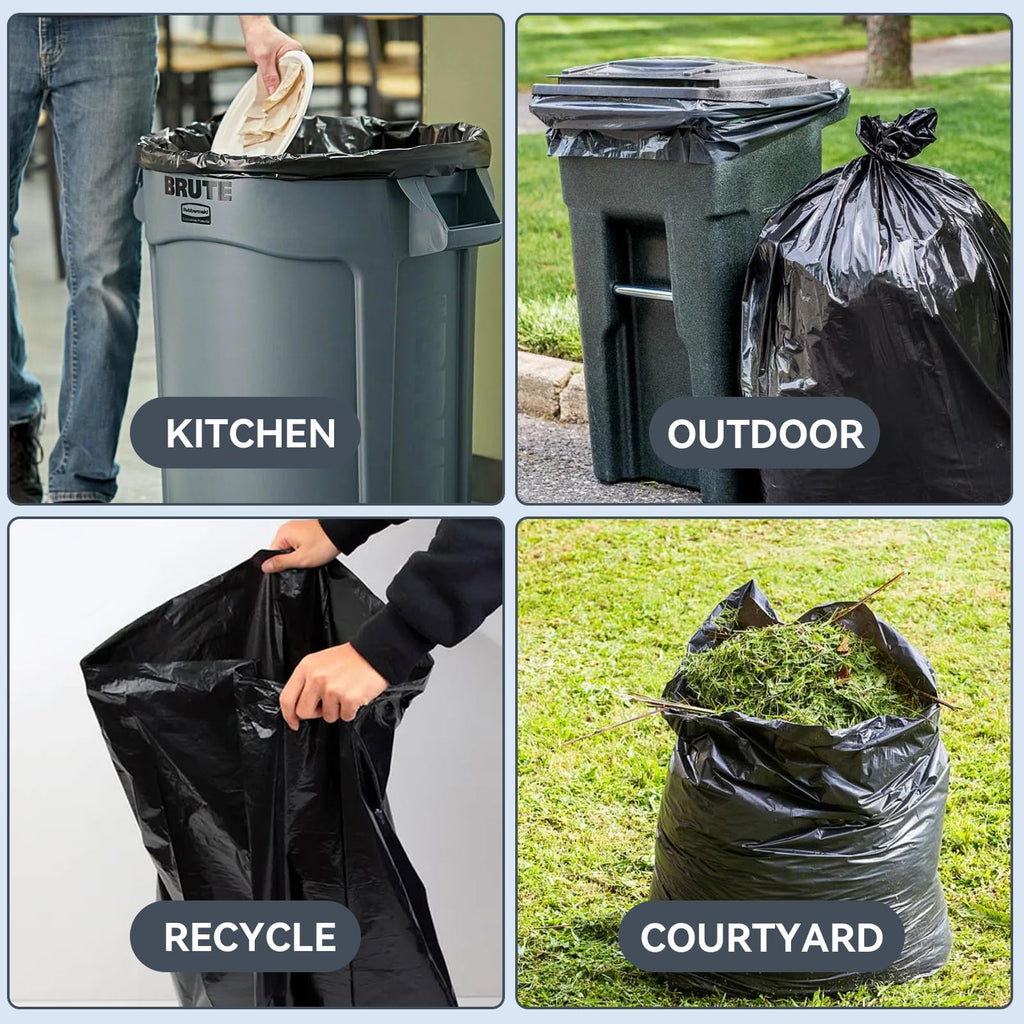 45 Gallon Heavy Duty Black Plastic Trash Bags 50 Count E336