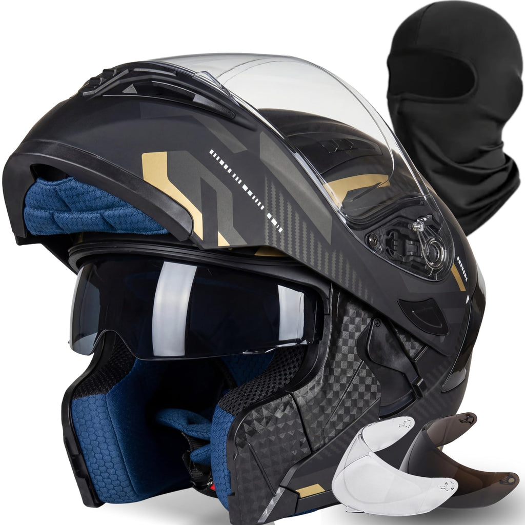 Modular Motorcycle Helmet DOT Approved Flip Up Dual Visor T643