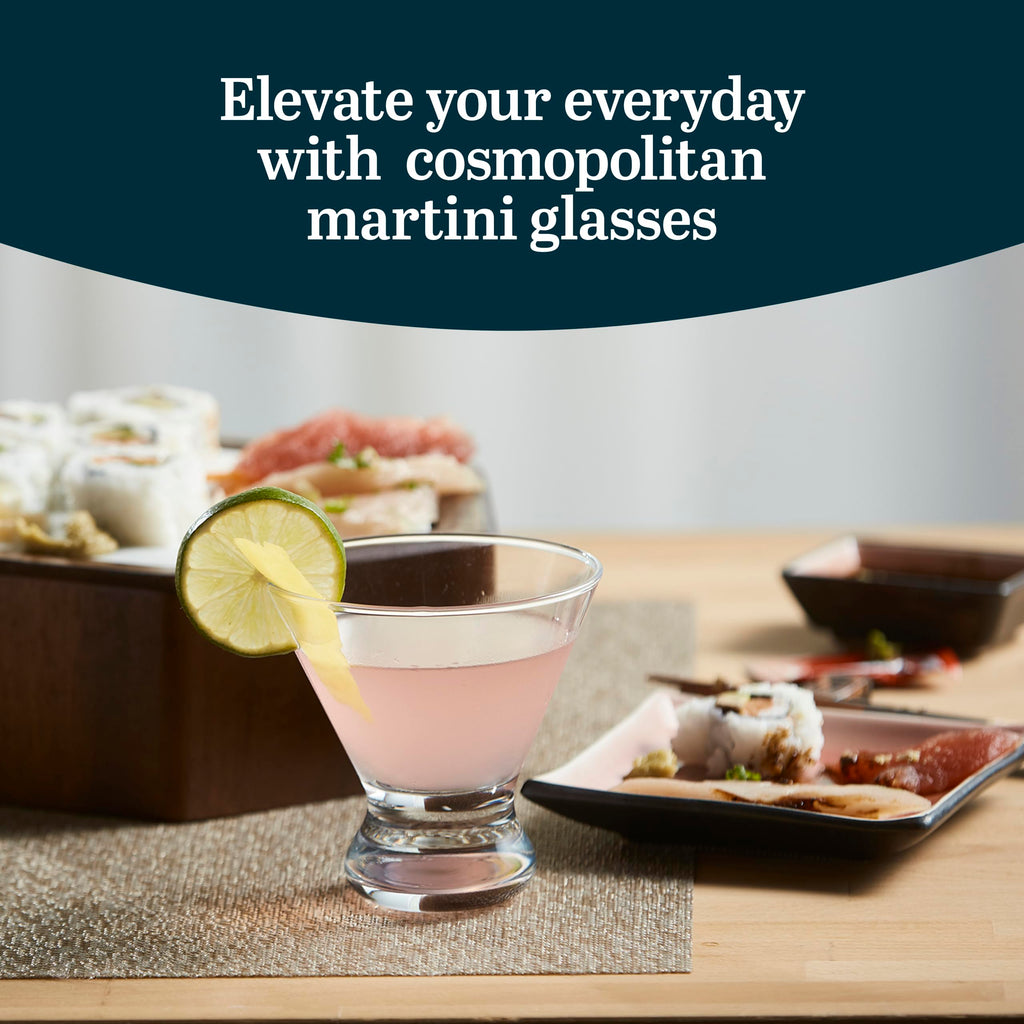 8.25 Oz Dishwasher Safe Stemless Martini Glasses Set of 4 U2260