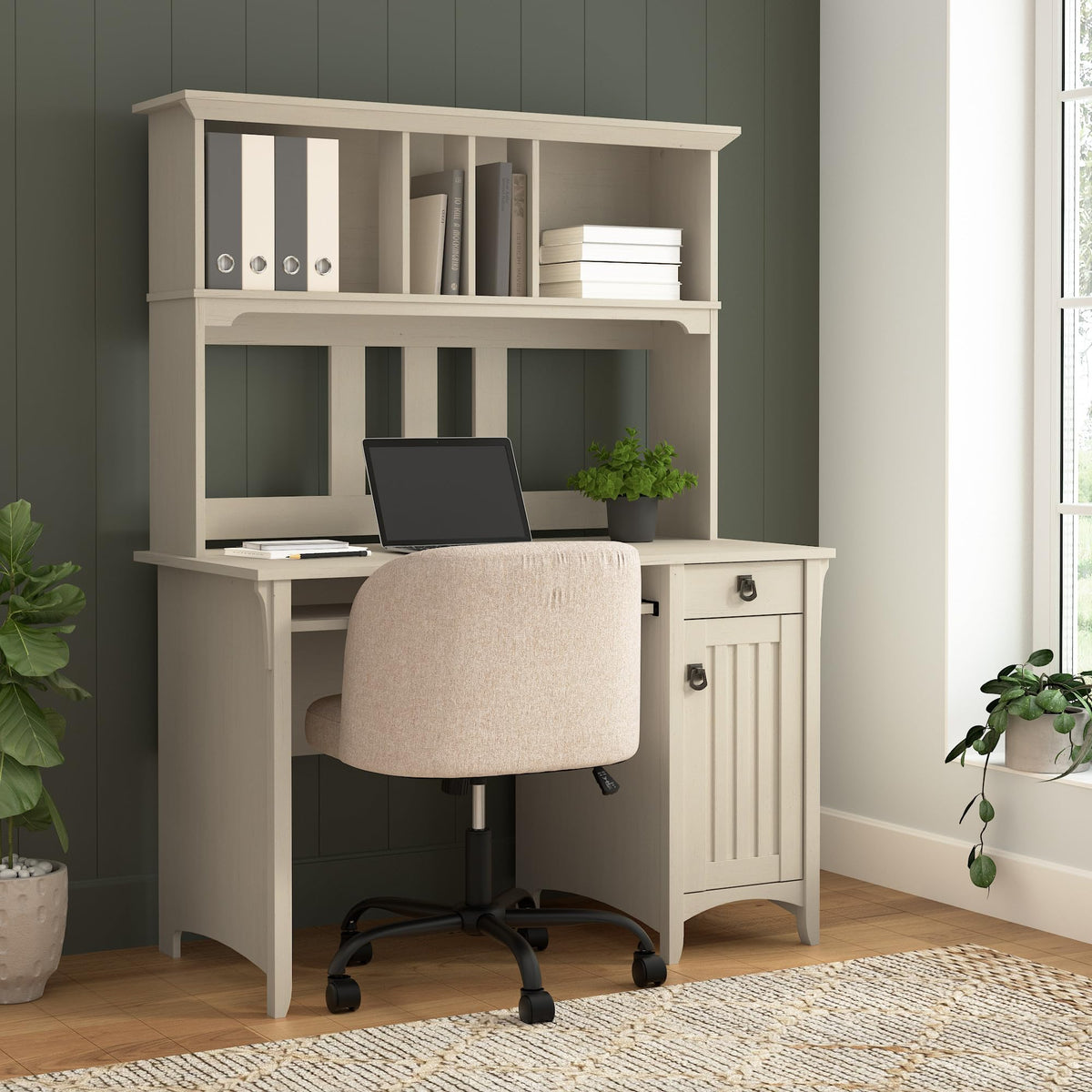 Small Computer Desk with Hutch V33001