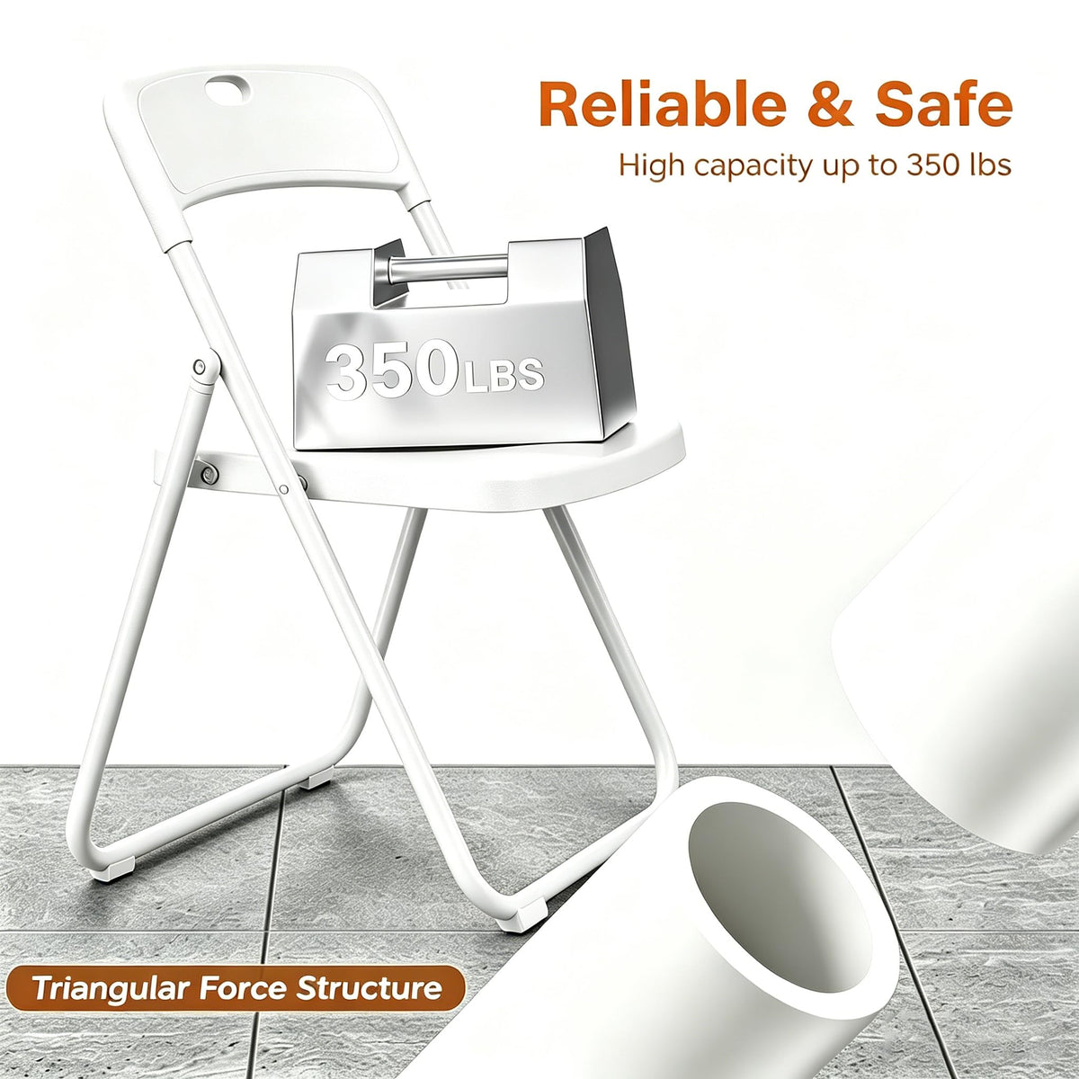 10 Pack White Plastic Folding Chairs L308