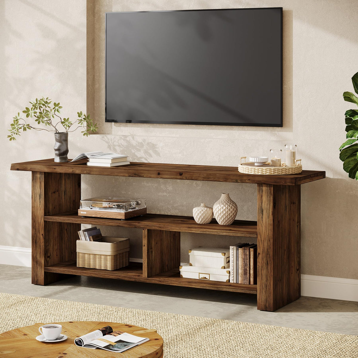 Dark Brown Solid Wood TV Stand T1288