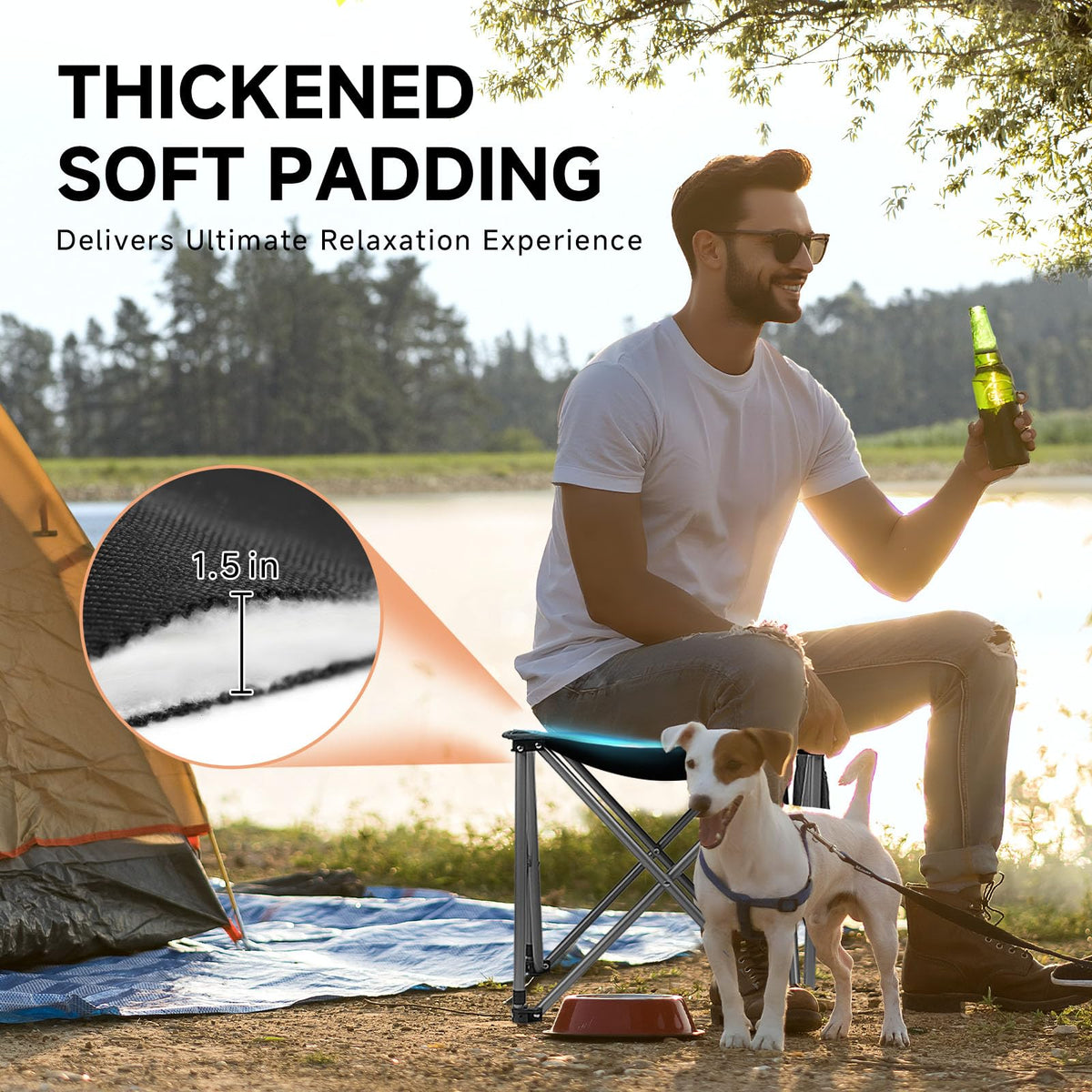 18 Inch Oversized Padded Camping Stool with Storage Bag K85090
