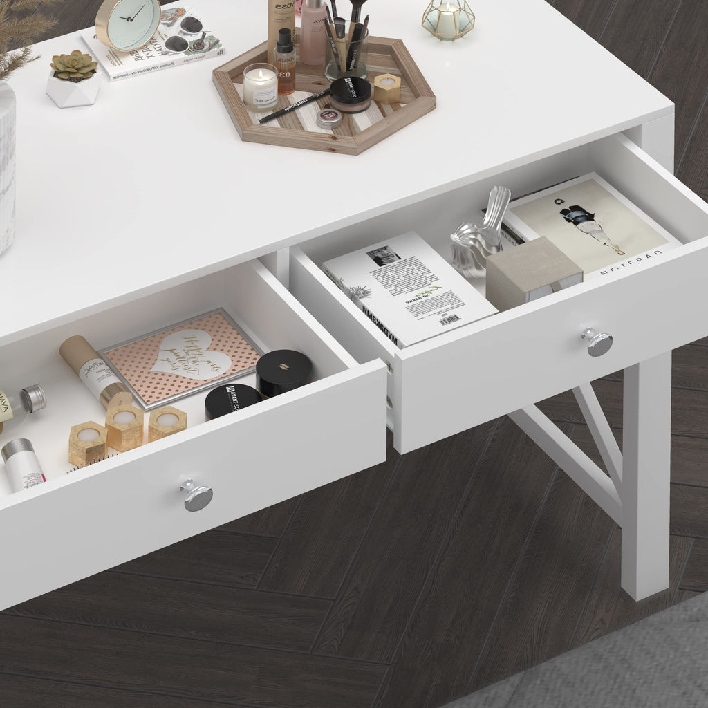 White Home Office Desk with Drawers T93276