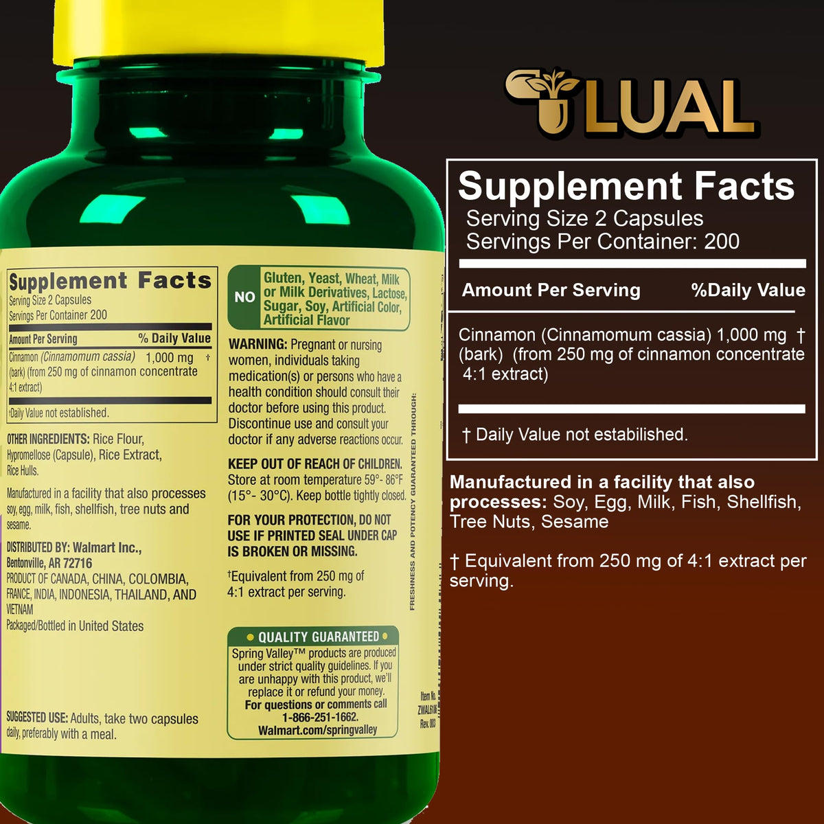 Cinnamon Supplement 1000mg 400 Vegetarian Capsules M336