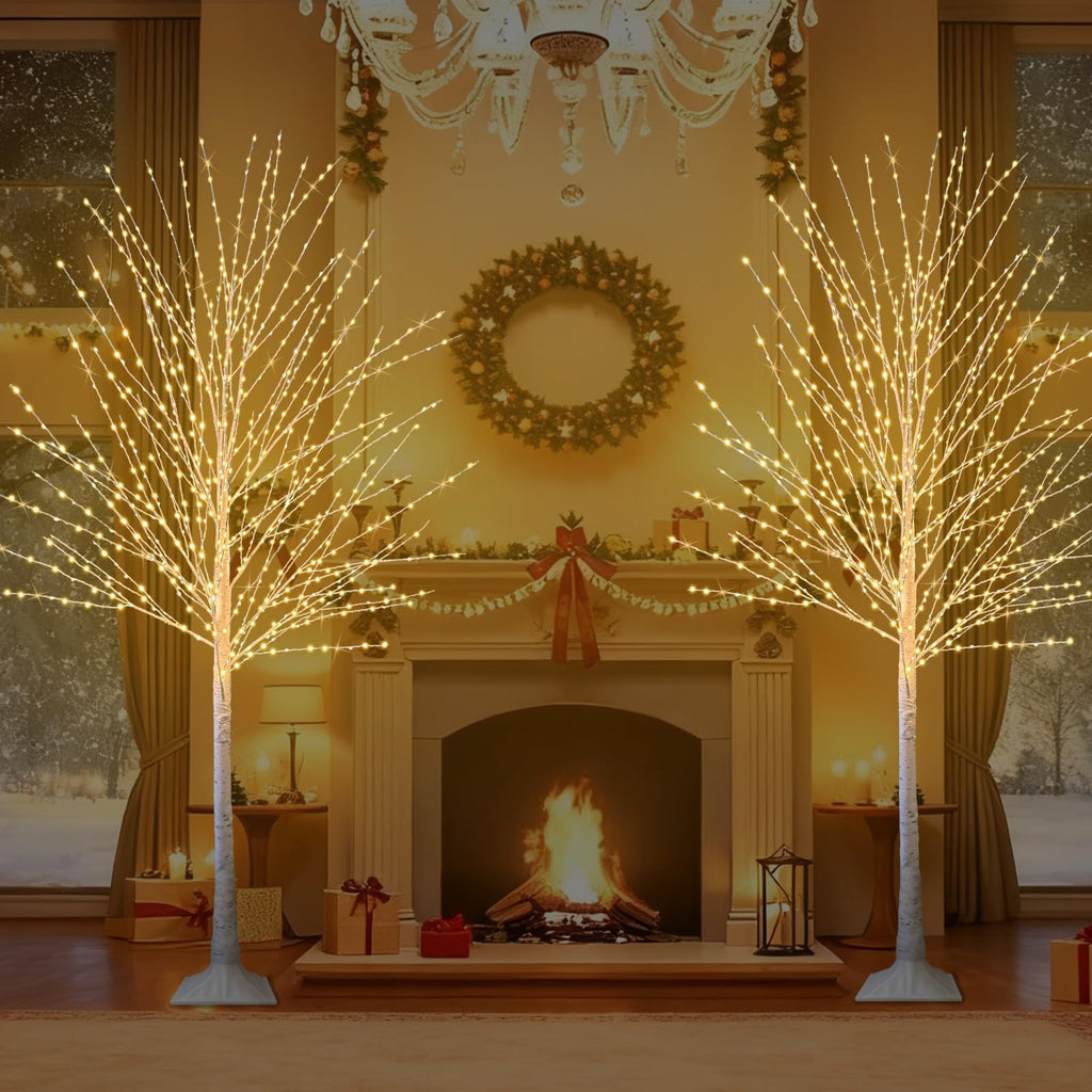 6FT Lighted Birch Tree with 880 LED Warm White Lights K122272