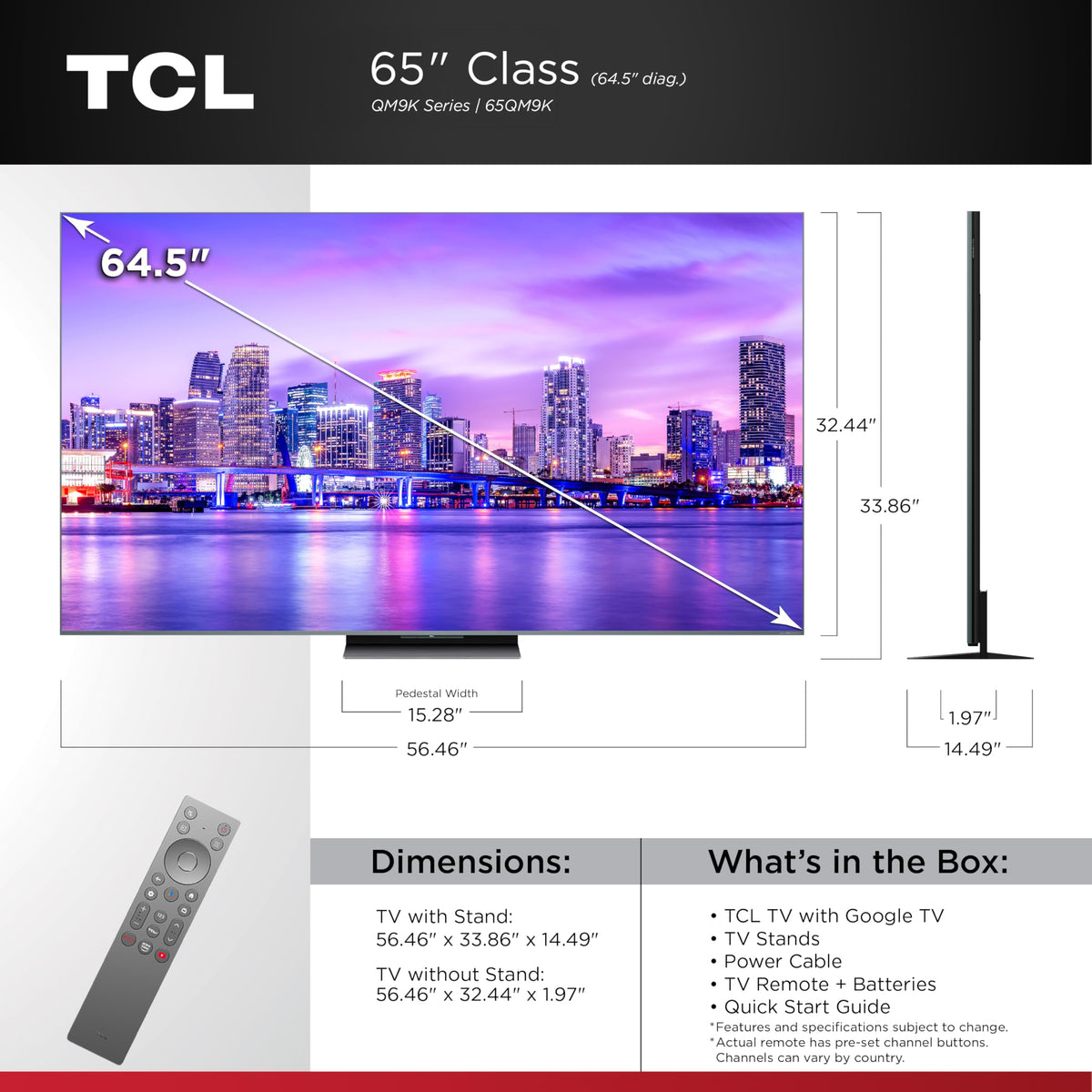 65 Inch Mini LED QLED 4K 144HZ Google TV I961