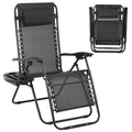 Zero Gravity Chair with Pillow and Cup Holder Trays, Black O55344