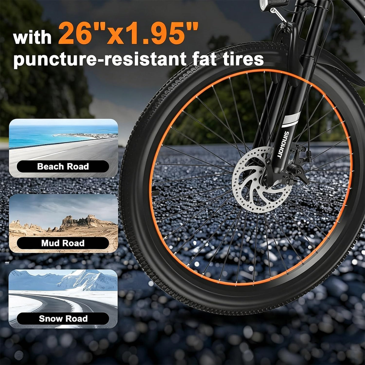 26" Electric Bike with 750W Peak Motor and 7-Speed U9088