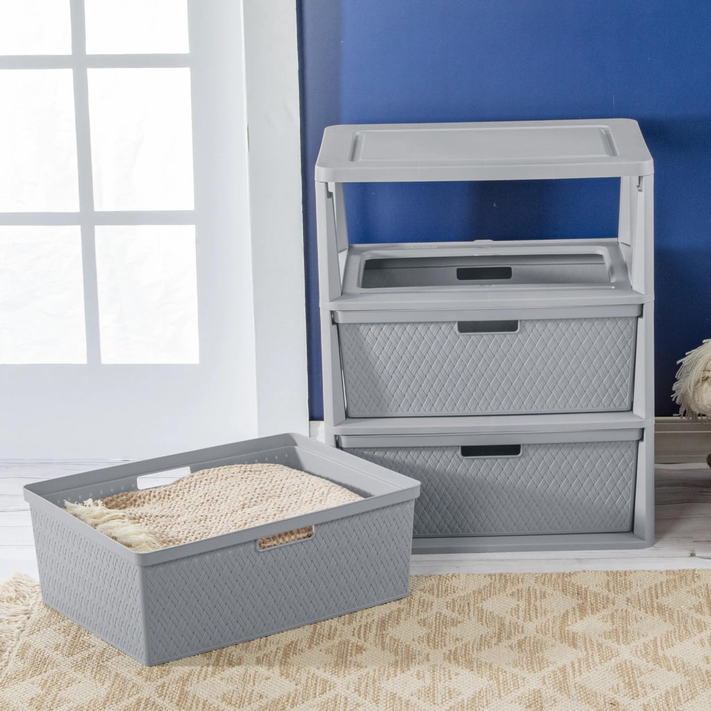 Gray 3 Drawer Storage Tower Y6145