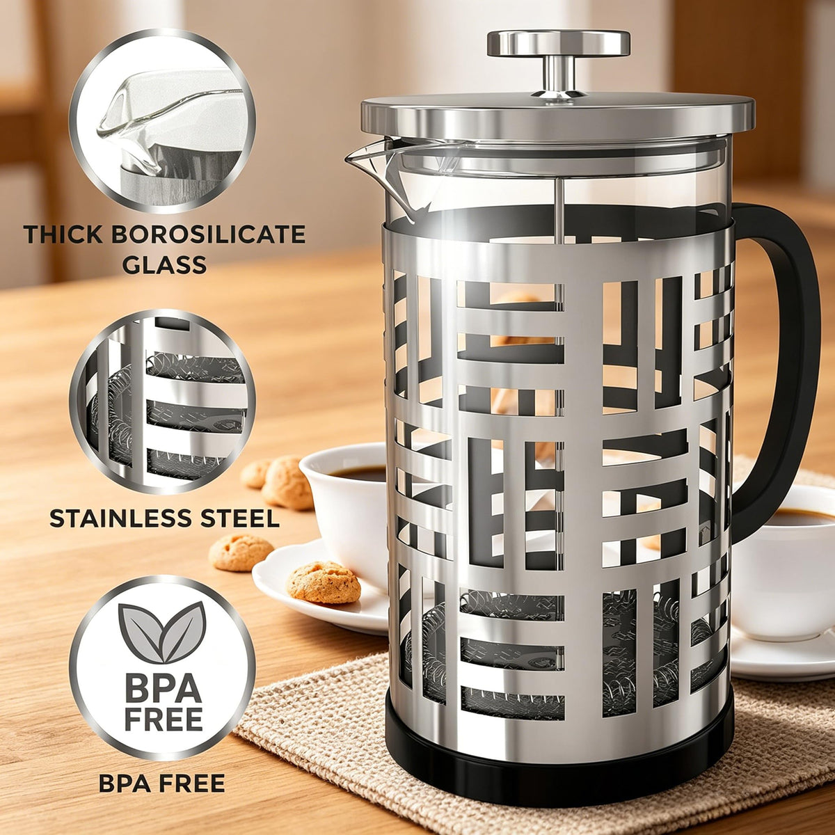 34 oz Brushed Stainless French Press Z595