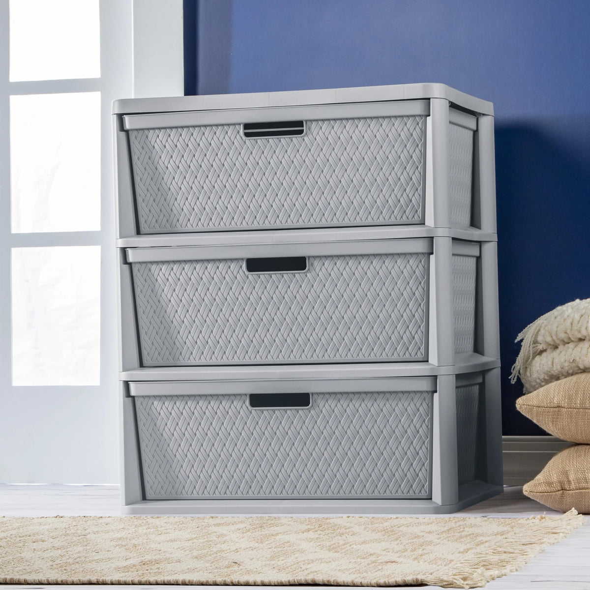 Gray 3 Drawer Storage Tower Y6145