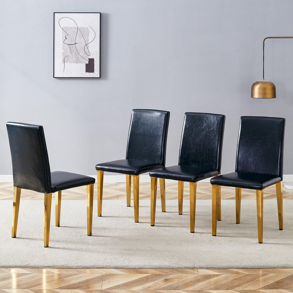 Black Gold Upholstered Dining Chairs Set of 4 P9866