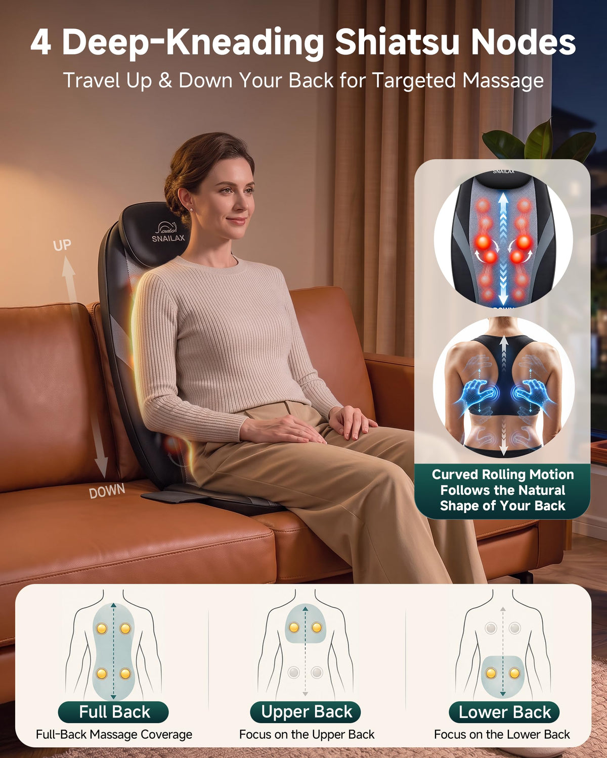 Shiatsu Back Massager with Heat V7202