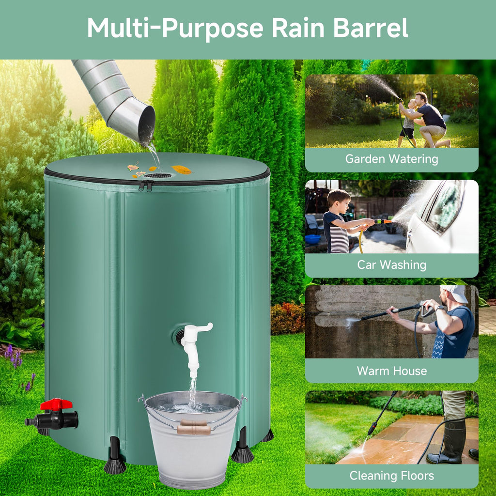 Collapsible 53 Gallon Rain Barrel with Spigots V705