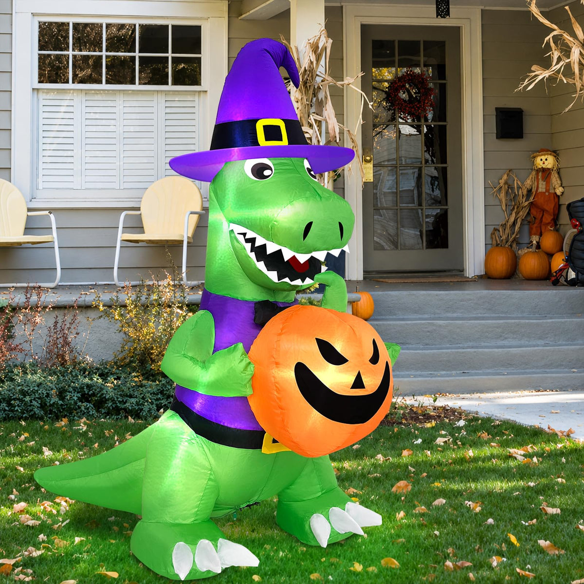 4 Ft Halloween Inflatables Witch Dinosaur Y812